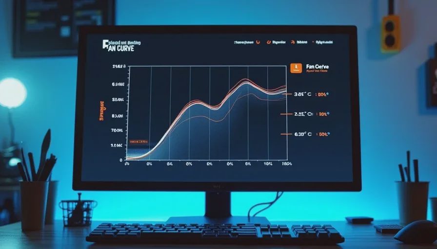 BIOS fan curve tuning screen showing temperature-to-fan-speed curve for hot climate quiet PC build