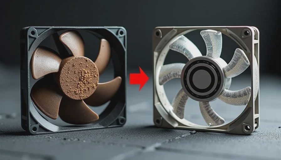 Comparison of worn sleeve bearing and new FDB bearing structure — quiet PC build